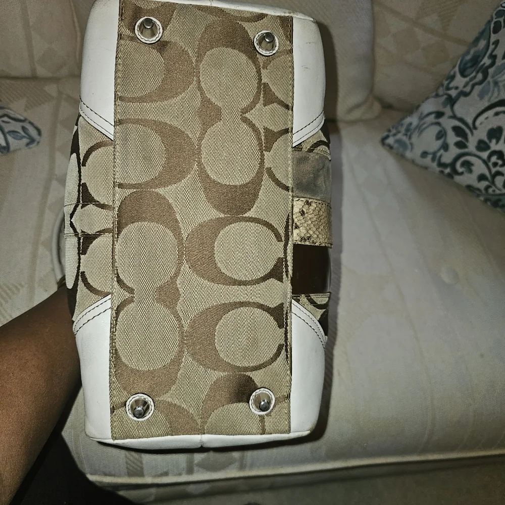 Coach Hampton Signature Python Tote - Picture 5 of 9